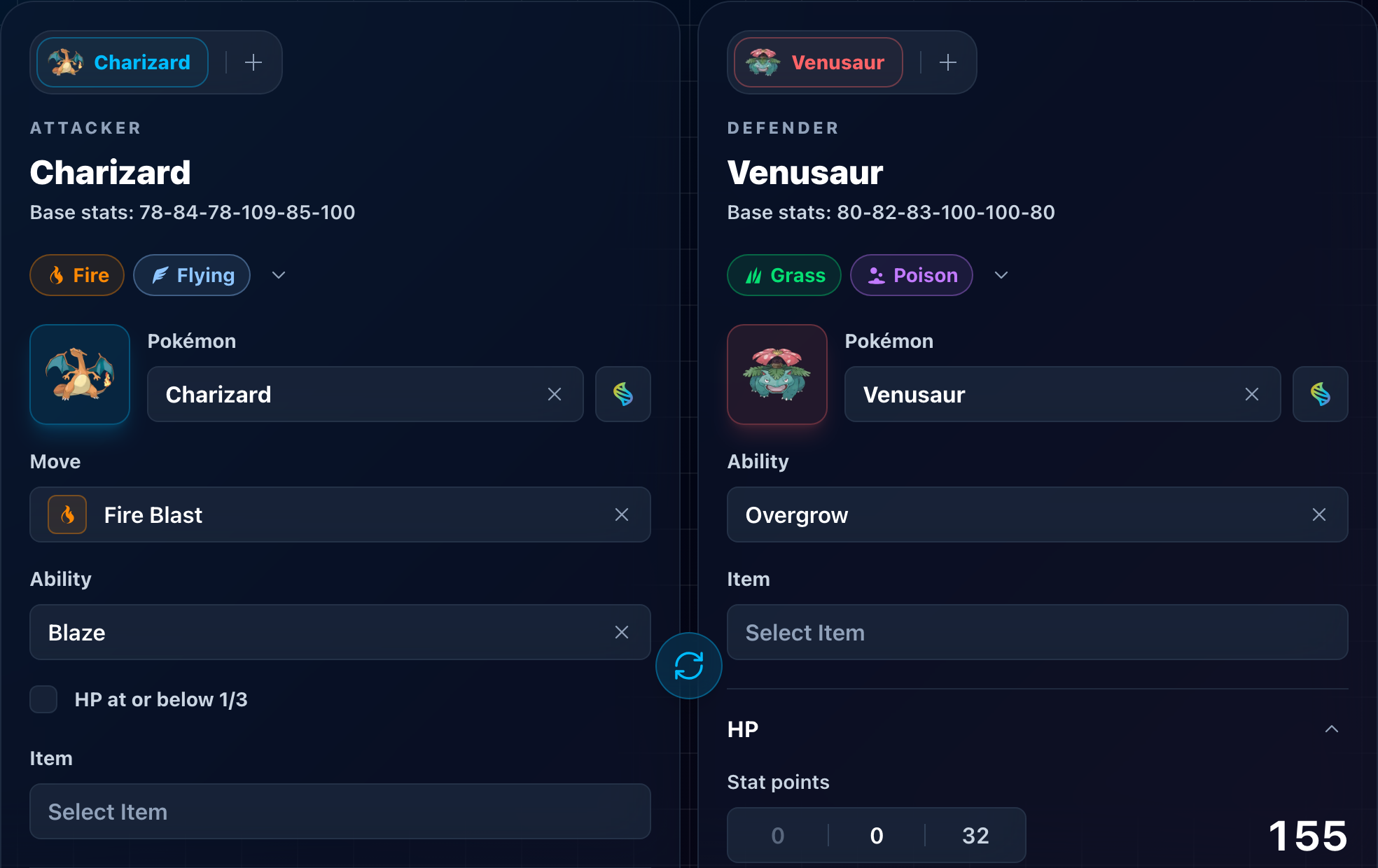 Attacker and defender inputs