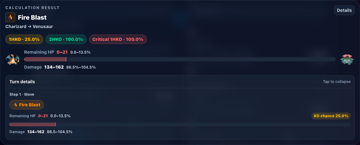 Expanded calculation result